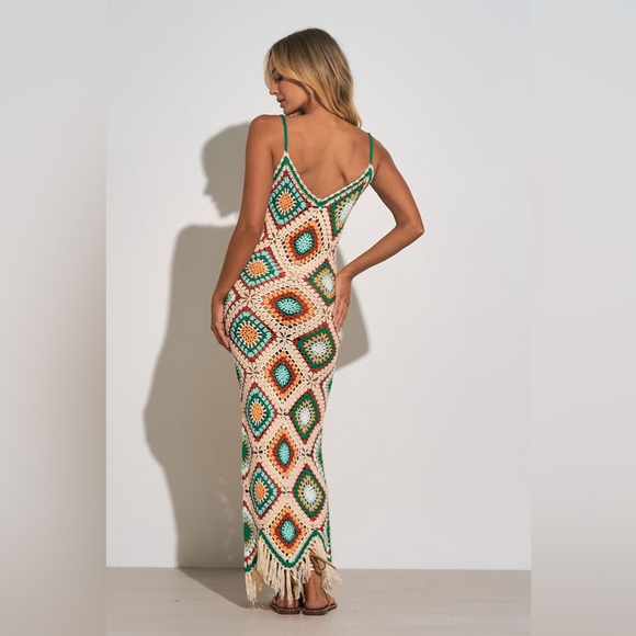 Elan CA5915 white multi crotchet maxi dress - Picture 5 of 5